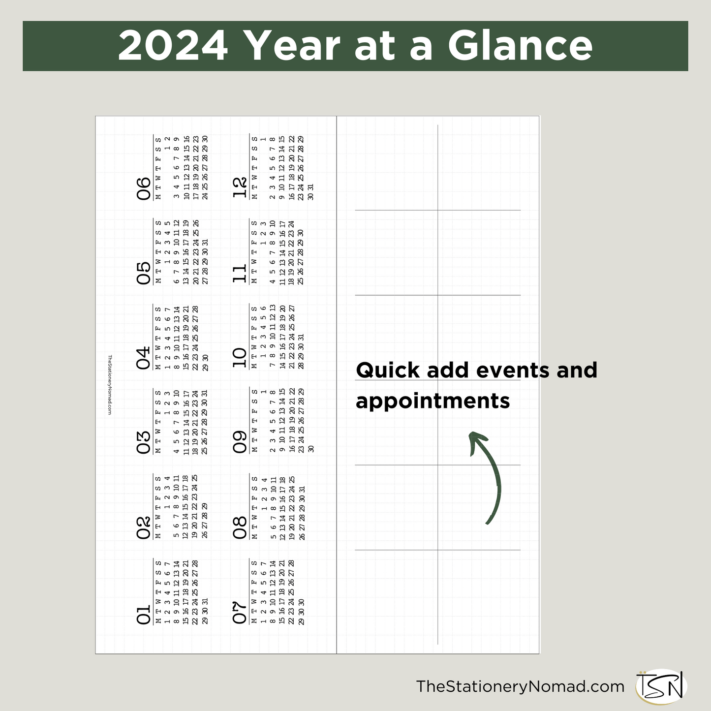 2024 Year at a glance foldable